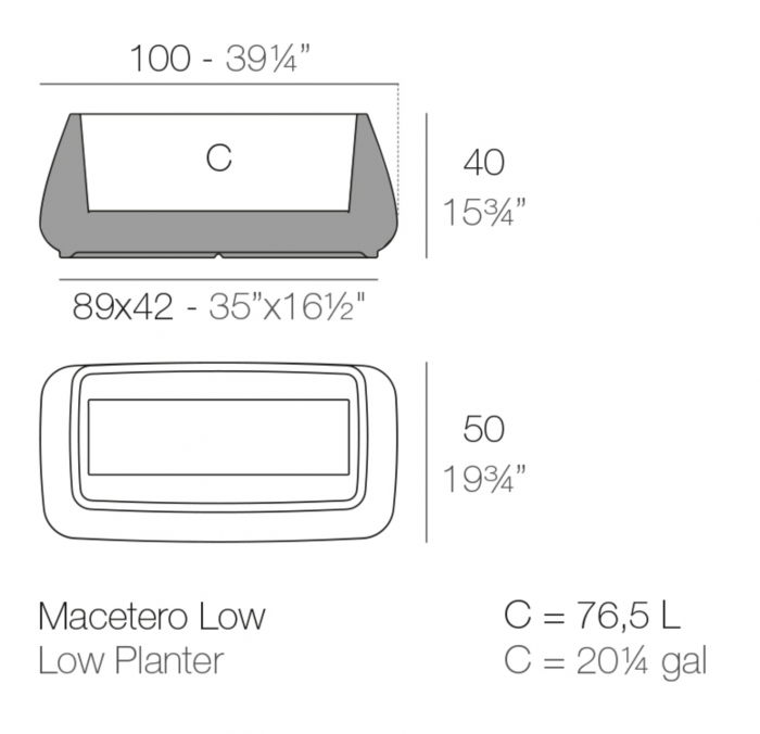 Jardiniera decorativa LED Noma 100x40x50 cm, design modern, 45006A - Vondom [4]