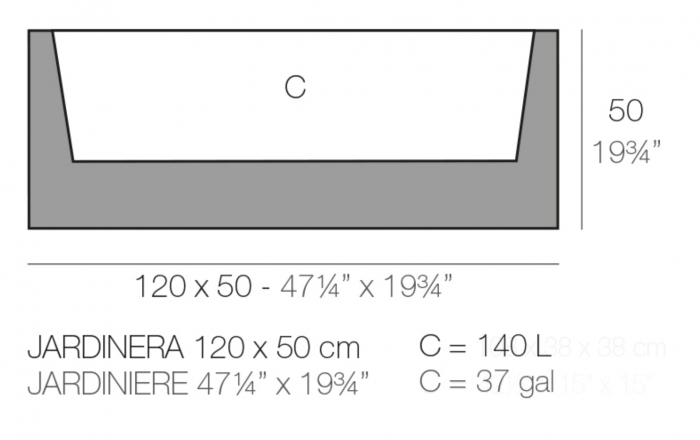 Jardiniera dreptunghiulara joasa LED Jardiniere 120x50x50 cm, culoare personalizabila, 41650A - Vondom [2]