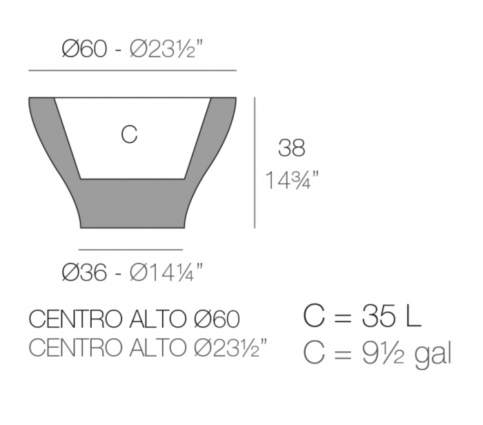 Jardiniera gradina LED RGBW High Centro Ø60x38 cm design decorativ, 42060A - Vondom [2]