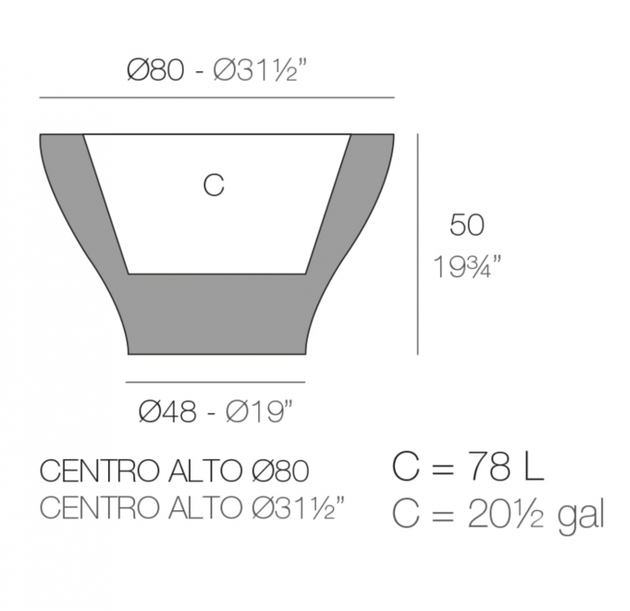 Jardiniera gradina LED RGBW High Centro Ø80x50 cm design decorativ, 42080A - Vondom [2]