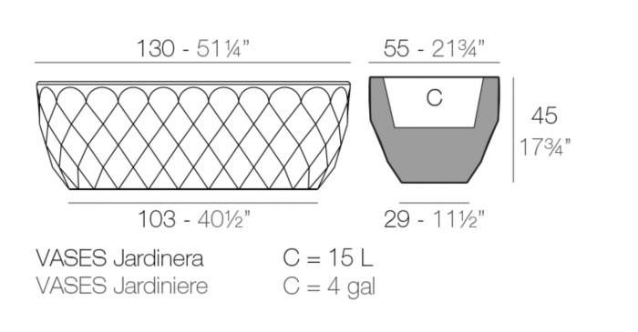 Jardiniera gradina/terasa Vases 130x55x45 cm cu iluminare LED RGBW, forme geometrice, 47130A - Vondom [2]