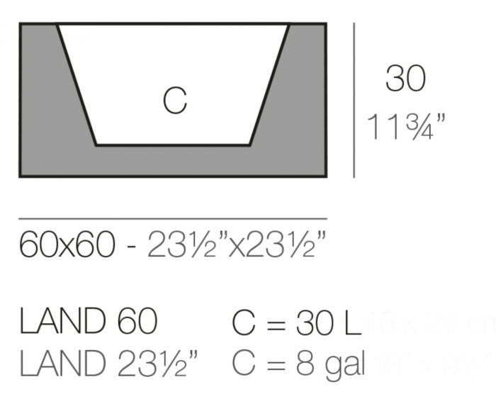 Jardiniera joasa LED Land 60x60x30 cm forma patrata, design modern, 43960A - Vondom [2]
