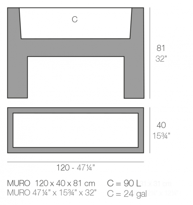 Jardiniera decorativa LED moderna Muro 120x40x80 cm, 42620A - Vondom [2]