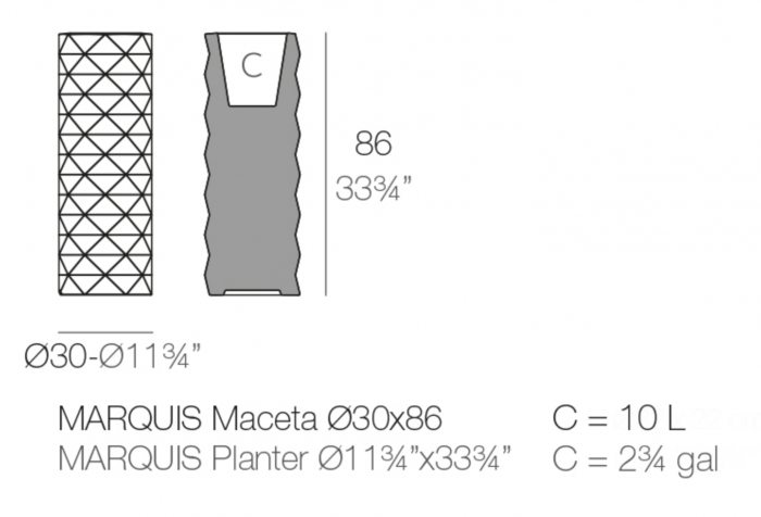 Jardiniera rotunda decorativa cu iluminare LED Marquis Ø30x86 cm, forme geometrice, 47084A - Vondom [3]