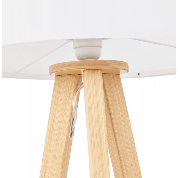 Lampa masa alba Osku 64,5 cm stil scandinav, abajur material / picioare lemn masiv, TL00210WHNA - Kokoon [3]