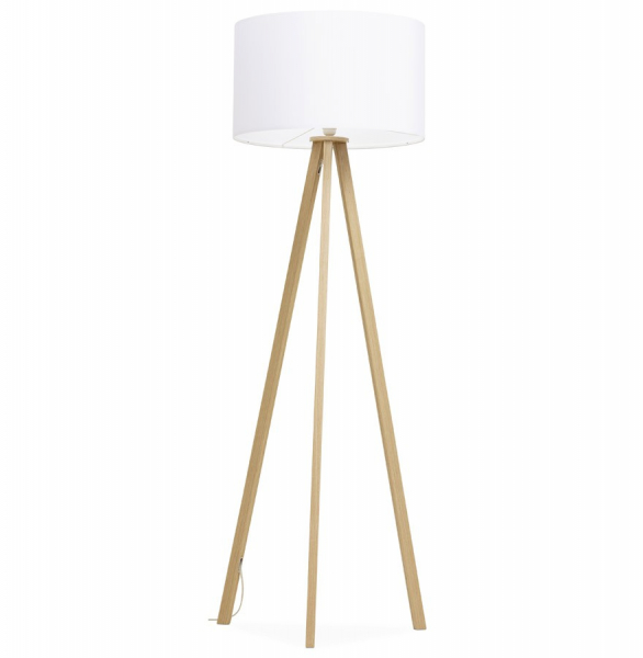 Lampa alba de podea TRIVET cu design modern 3 picioare / lemn / material, FL00380WHNA - Kokoon [4]