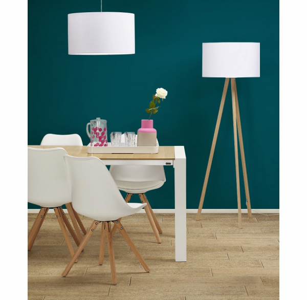 Lampa alba de podea TRIVET cu design modern 3 picioare / lemn / material, FL00380WHNA - Kokoon [17]