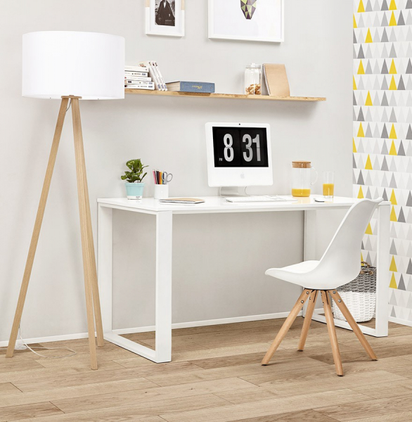 Lampa alba de podea TRIVET cu design modern 3 picioare / lemn / material, FL00380WHNA - Kokoon [18]