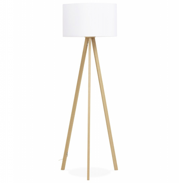 Lampa alba de podea TRIVET cu design modern 3 picioare / lemn / material, FL00380WHNA - Kokoon [2]
