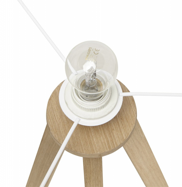 Lampa alba de podea TRIVET cu design modern 3 picioare / lemn / material, FL00380WHNA - Kokoon [10]