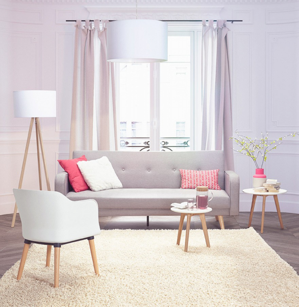 Lampa alba de podea TRIVET cu design modern 3 picioare / lemn / material, FL00380WHNA - Kokoon [19]