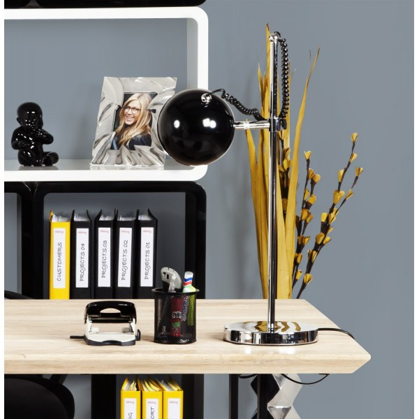 Lampa birou reglabila Eloise glob neagru lucios, suport metalic crom, TL00010BL - Kokoon [3]