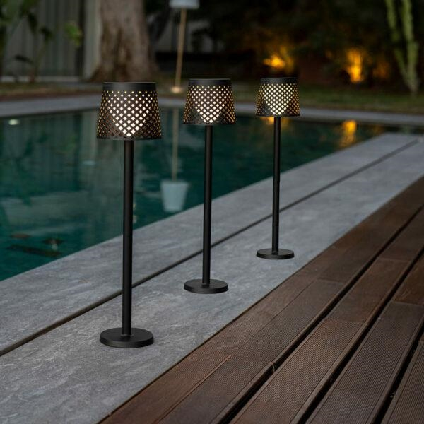 Lampă de Grădină Greta Solar 20x20x80 cm, Material din Reciclare Oceanică Negru, Protecție IP65 - New Garden [5]