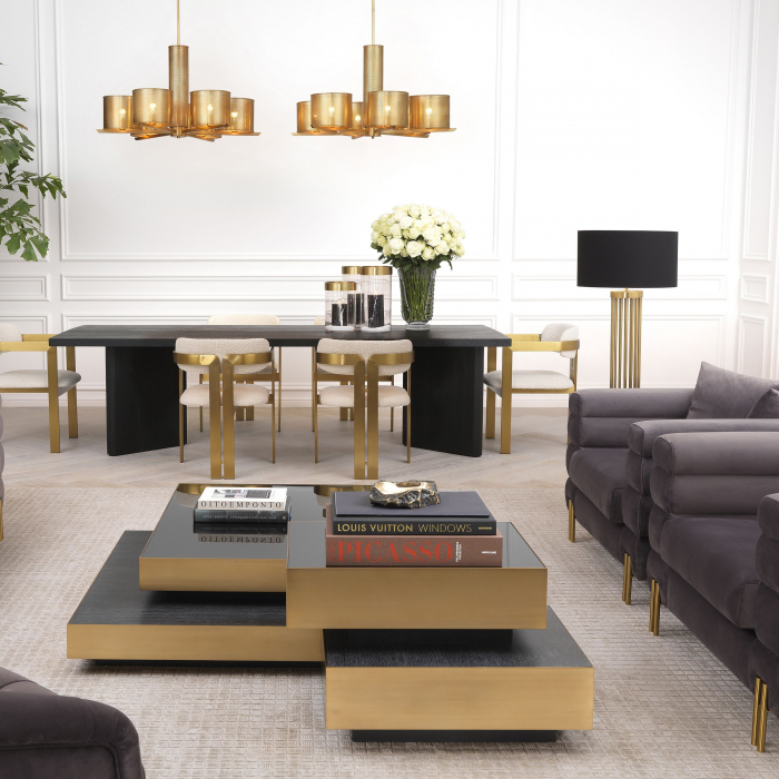 Lampa de lux aurie Condo Ø45x83 cm baza marmura neagra, abajur textil | Eichholtz - 116773 [6]