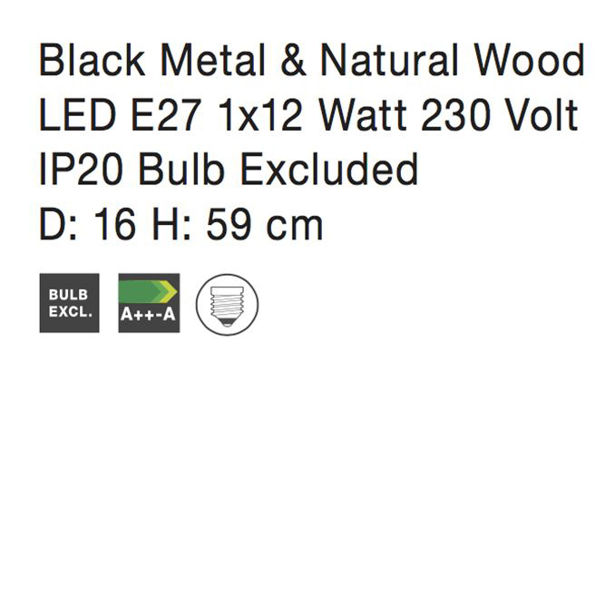 Lampa de masa ajustabila neagra/alba Zeno, din metal si lemn, 59 cm, 671602 - Novaluce [4]