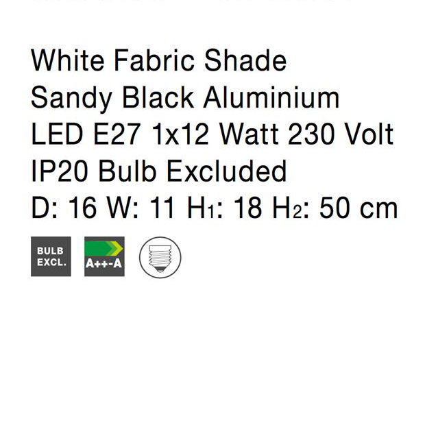 Lampa de masa alb-negru Eduaro, baza metalica, abajur textil, 50 cm, 9919152 - Novaluce [6]