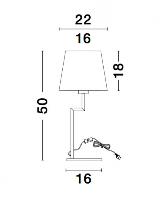 Lampa de masa alb-negru Eduaro, baza metalica, abajur textil, 50 cm, 9919152 - Novaluce [5]