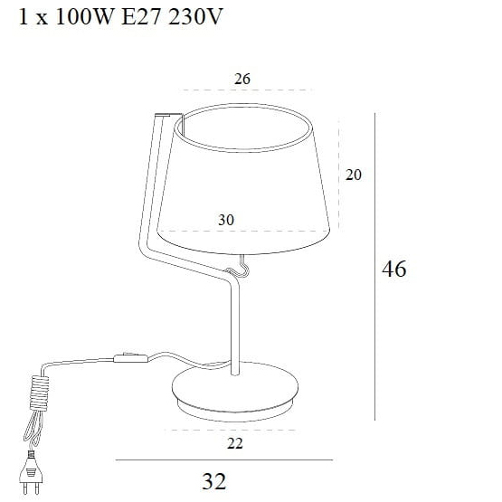 Lampa de masa alba Irma 32x30x46 cm metal/material textil, T0028 - Maxlight [2]