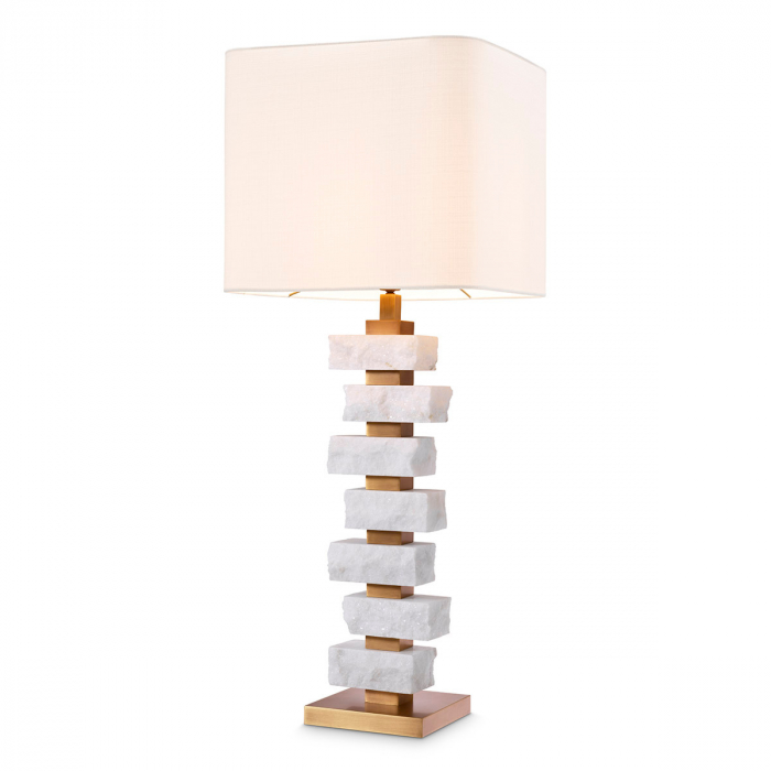   Lampă de masă Amber L din marmură brută, inclusiv abajur 117921 EICHHOLTZ [1]