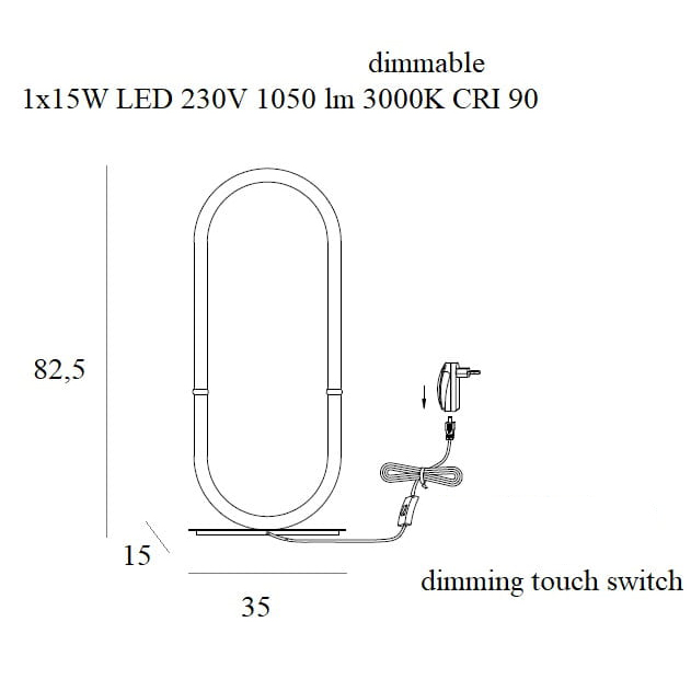 Lampa de masa aurie lux LED dimabil Finta 35x15x82,5 cm, otel inoxidabil/silicon, T0045D - Maxlight [2]
