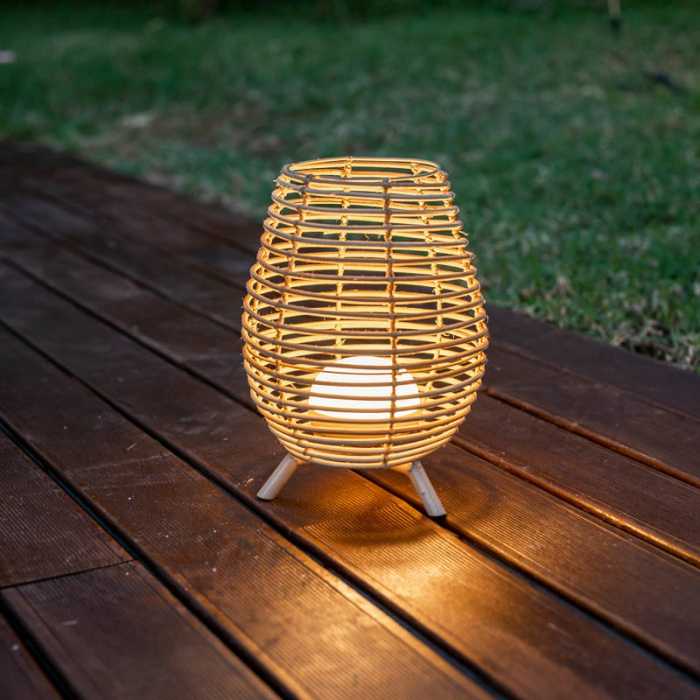 Lampa de Masă Bossa 30 In&Out 22,5x22,5x32,5 cm, Fibre Naturale, Protecție IP54 - New Garden [6]