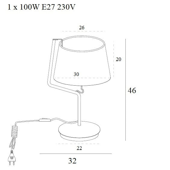 Lampa de masa crom/alb Irma 32x30x46 cm metal/material textil, T0030 - Maxlight [2]
