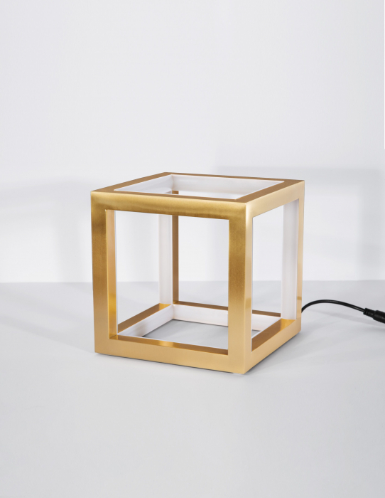 Lampa de masa forma cub aurie/neagra LED dimabil Gerho 16x16 cm, design minimalist, 9818161 - Novaluce [12]