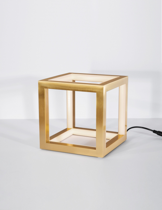 Lampa de masa forma cub aurie/neagra LED dimabil Gerho 16x16 cm, design minimalist, 9818161 - Novaluce [15]