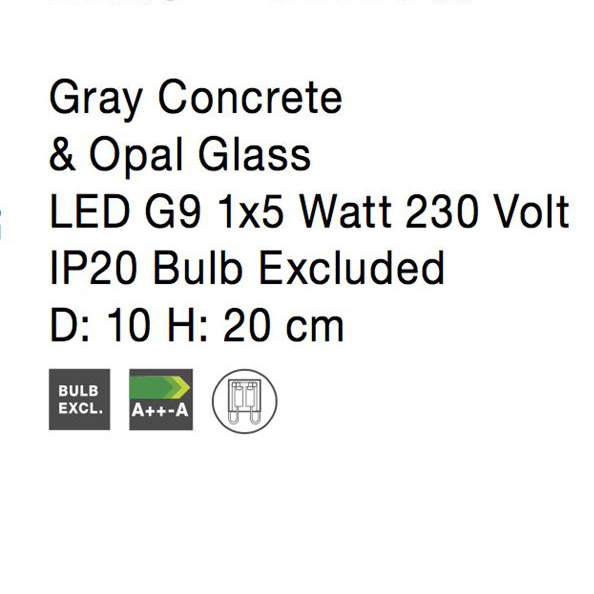 Lampa de masa gri/alba beton Chiro 20 cm, abajur sticla, 9577010 - Novaluce [9]