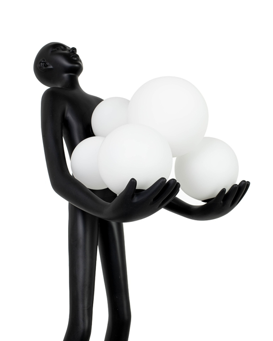 Lampă de Masă Human Premium 34x34x83 cm, Fibră de Sticlă Neagră Negru - Moosee [5]