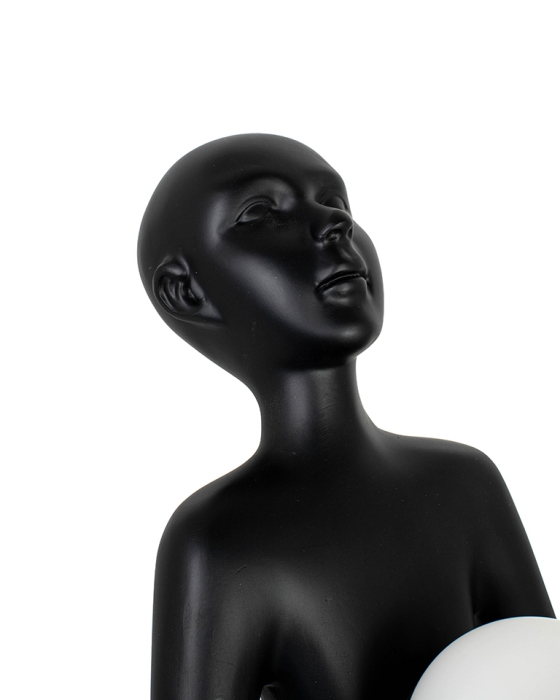 Lampă de Masă Human Premium 34x34x83 cm, Fibră de Sticlă Neagră Negru - Moosee [4]