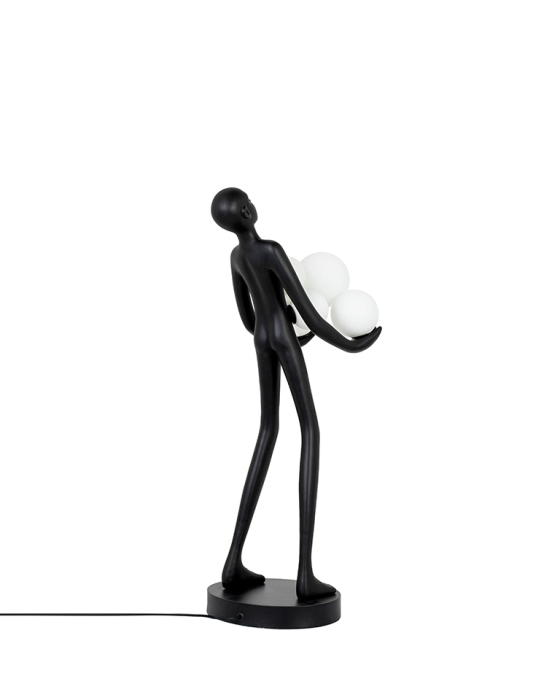 Lampă de Masă Human Premium 34x34x83 cm, Fibră de Sticlă Neagră Negru - Moosee [3]