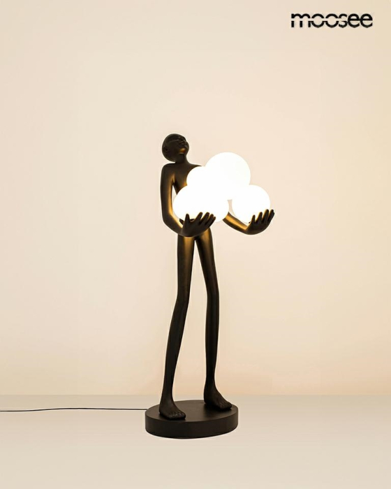 Lampă de Masă Human Premium 34x34x83 cm, Fibră de Sticlă Neagră Negru - Moosee [2]