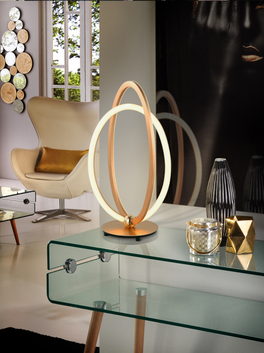 Lampa de masa inel LED Diama metal aur roz/crom, 814133 - Schuller [6]