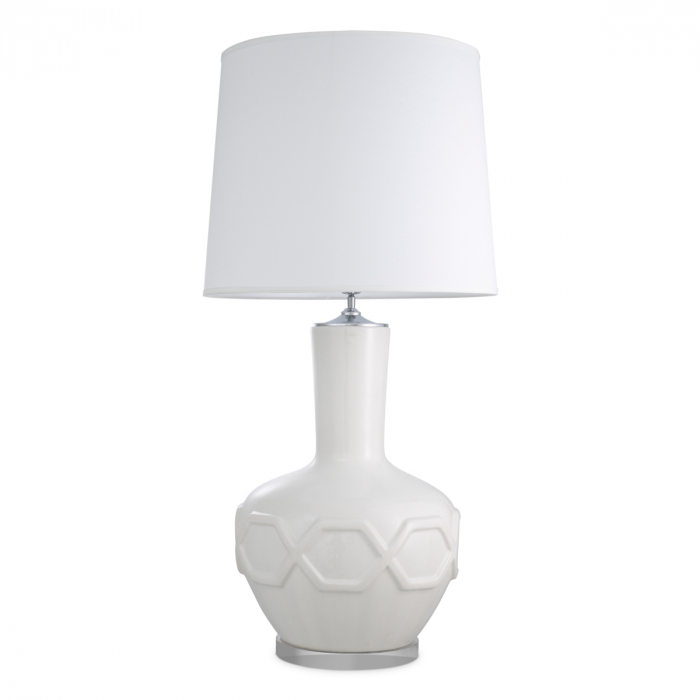   Lampă de masă Lambert albă crăpată inclusiv abajur 115419 EICHHOLTZ [3]