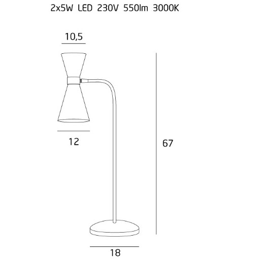 Lampa de masa LED cu abajur negru/auriu tip clepsidra Runa 30x18x67 cm din metal, T0039 - Maxlight [2]