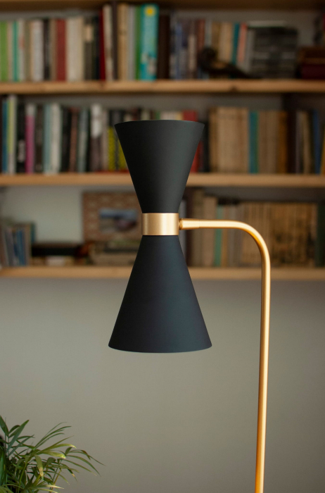 Lampa de masa LED cu abajur negru/auriu tip clepsidra Runa 30x18x67 cm din metal, T0039 - Maxlight [4]