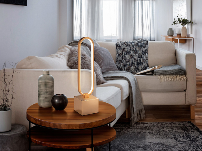 Lampa de masa LED lux aur roz/crom Githa, din metal, design modern, 787253 - Schuller [4]