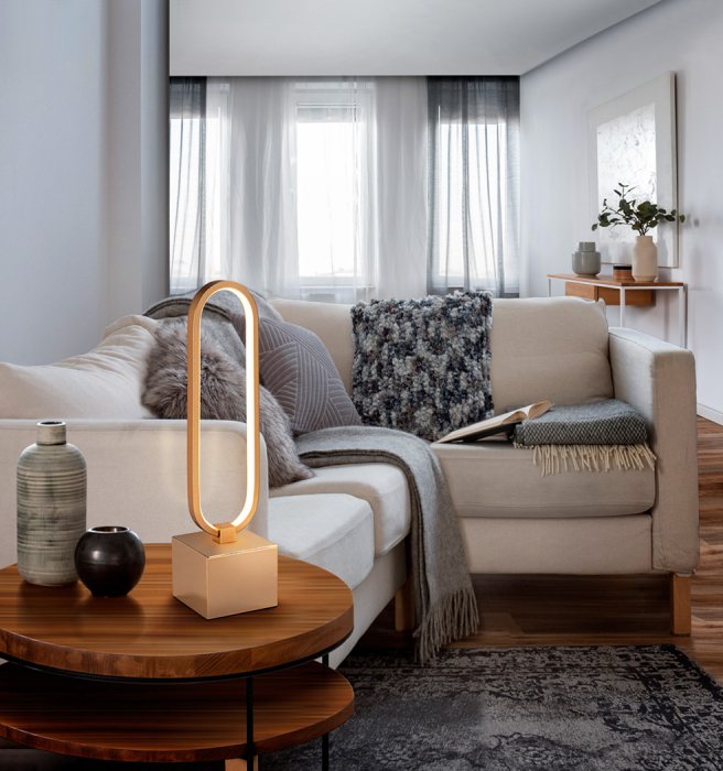 Lampa de masa LED lux aur roz/crom Githa, din metal, design modern, 787253 - Schuller [3]