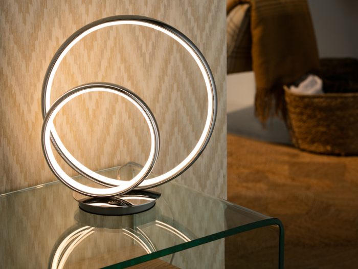 Lampa de masa LED lux crom Deea, 2 inele metal, difuzor silicon, 614082 - Schuller [5]