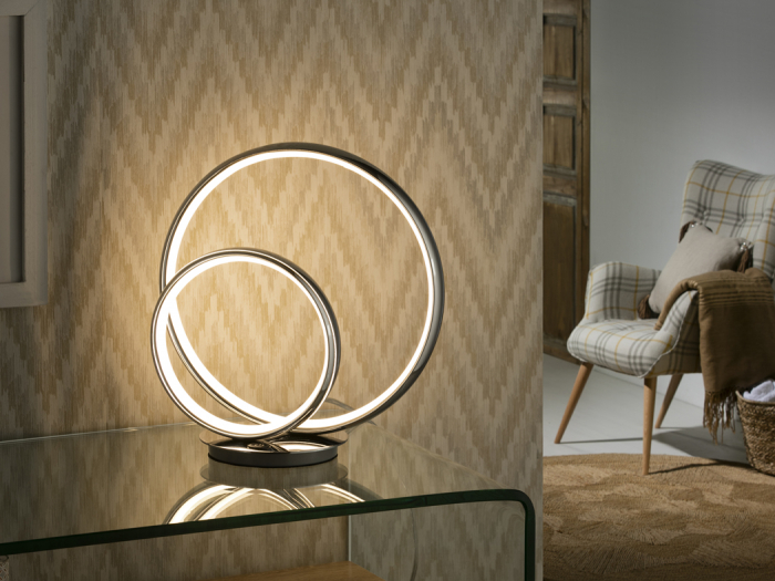 Lampa de masa LED lux crom Deea, 2 inele metal, difuzor silicon, 614082 - Schuller [3]