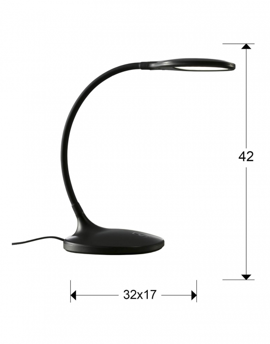 Lampa de masa LED neagra/alba Romina, din plastic, brat flexibil, intensitate reglabila, 552758 - Schuller [4]