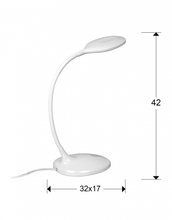 Lampa de masa LED neagra/alba Romina, din plastic, brat flexibil, intensitate reglabila, 552758 - Schuller [3]
