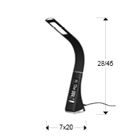 Lampa de masa LED neagra flexibila Arian, din ABS si cauciuc, intensitate reglabila, ecran cu ceas, 468227 - Schuller [2]