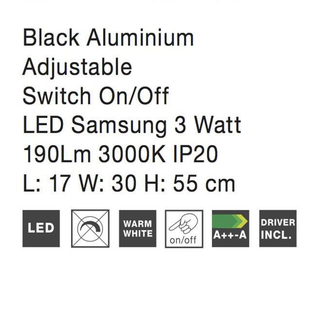 Lampa de masa LED premium neagra Rinos, din metal, 55 cm, ajustabila, 7140182 - Novaluce [4]
