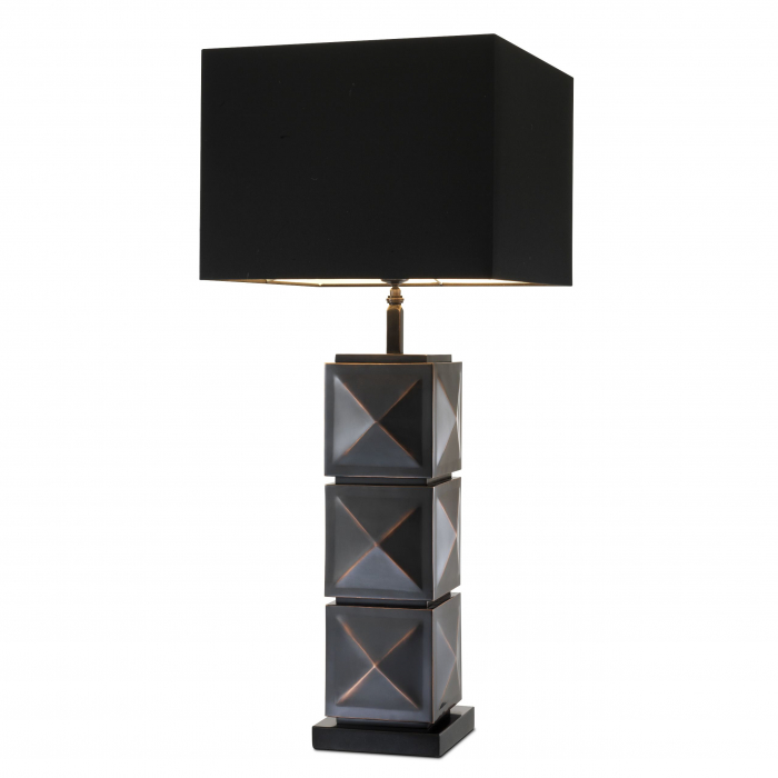 Lampa de masa lux Carlo alama vintage/negru bronz, abajur textil | Eichholtz - 111083 [1]