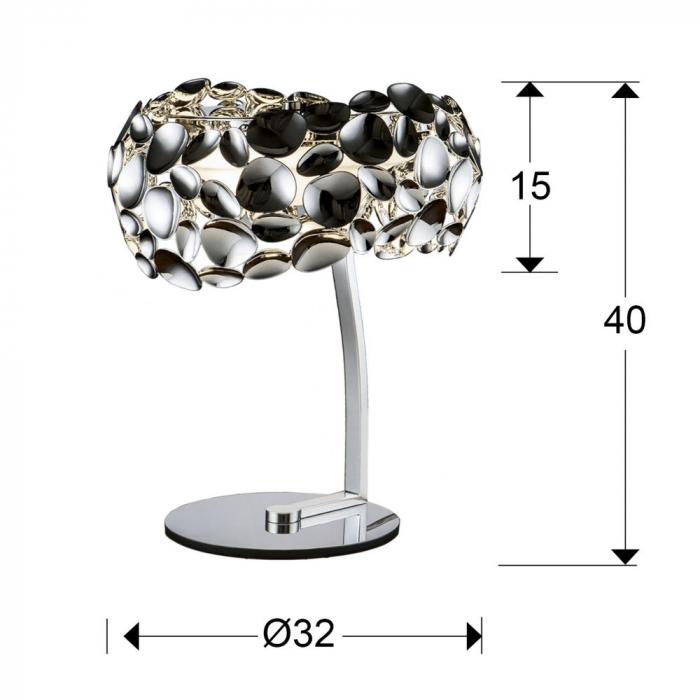 Lampa de masa lux crom/aur roz Daria, Ø 32 cm, metal si acril, 266544N - Schuller [3]