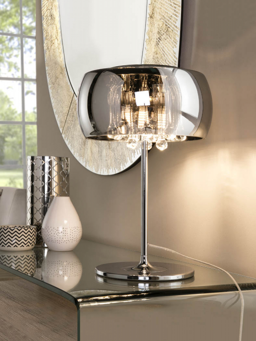Lampa de masa lux crom Paloma Ø 28cm, din sticla si cristale, baza metal, 508516 - Schuller [2]