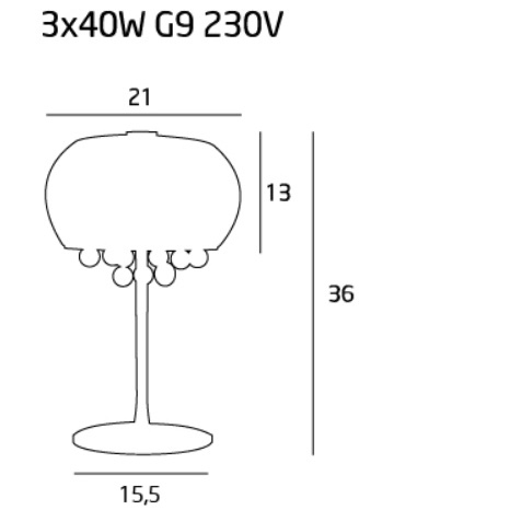 Lampa de masa lux rotunda sticla tip oglinda Prezo Ø 21 cm baza metal, T0076-03D - Maxlight [2]