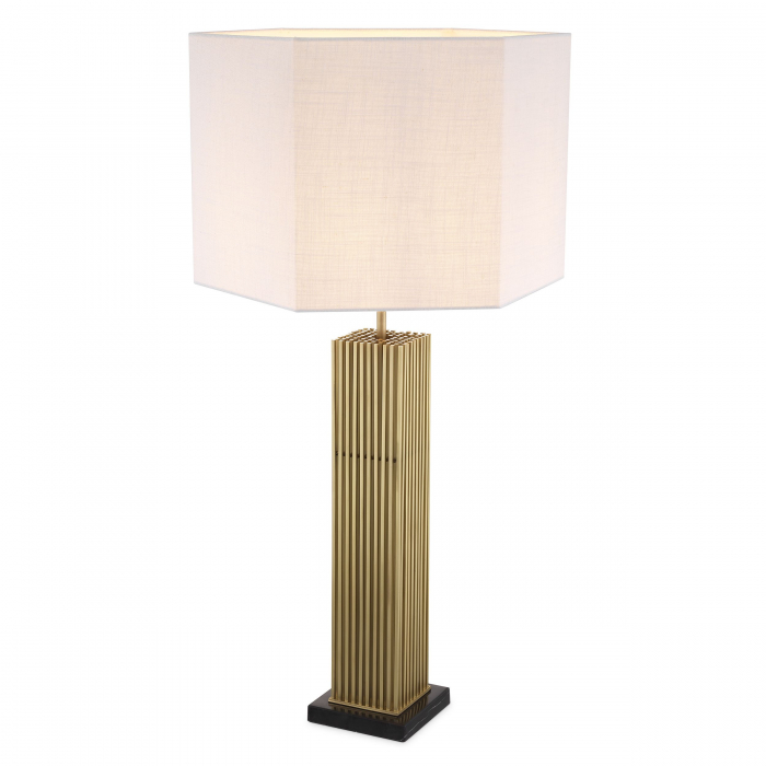 Lampa de masa lux Viggo auriu/nichel cu alb, forma hexagon | Eichholtz - 114900 [8]